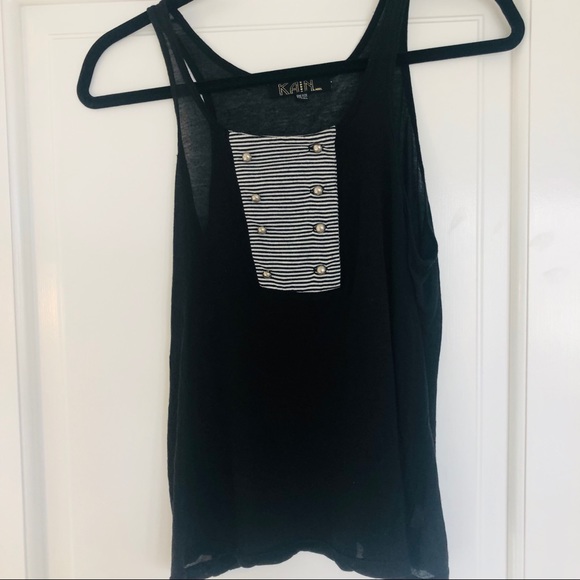 Kain Label black tank stripes & silver buttons OS - Picture 5 of 6